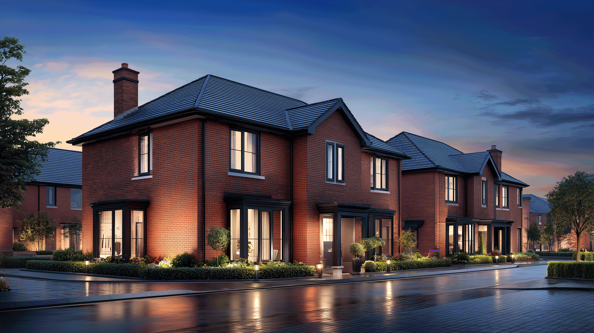 Premium residential development at twilight